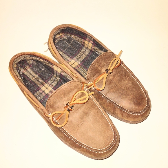 L.L. Bean Shoes Ll Bean Mens Brown Leather Slip On Handsewn Flannel